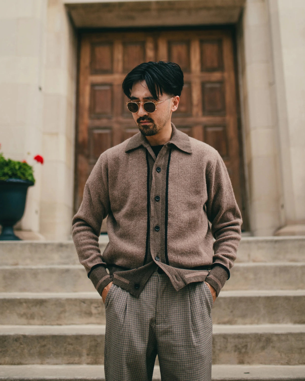 Britten Knitted Cardigan Colvin Sand - OLIVER SPENCER