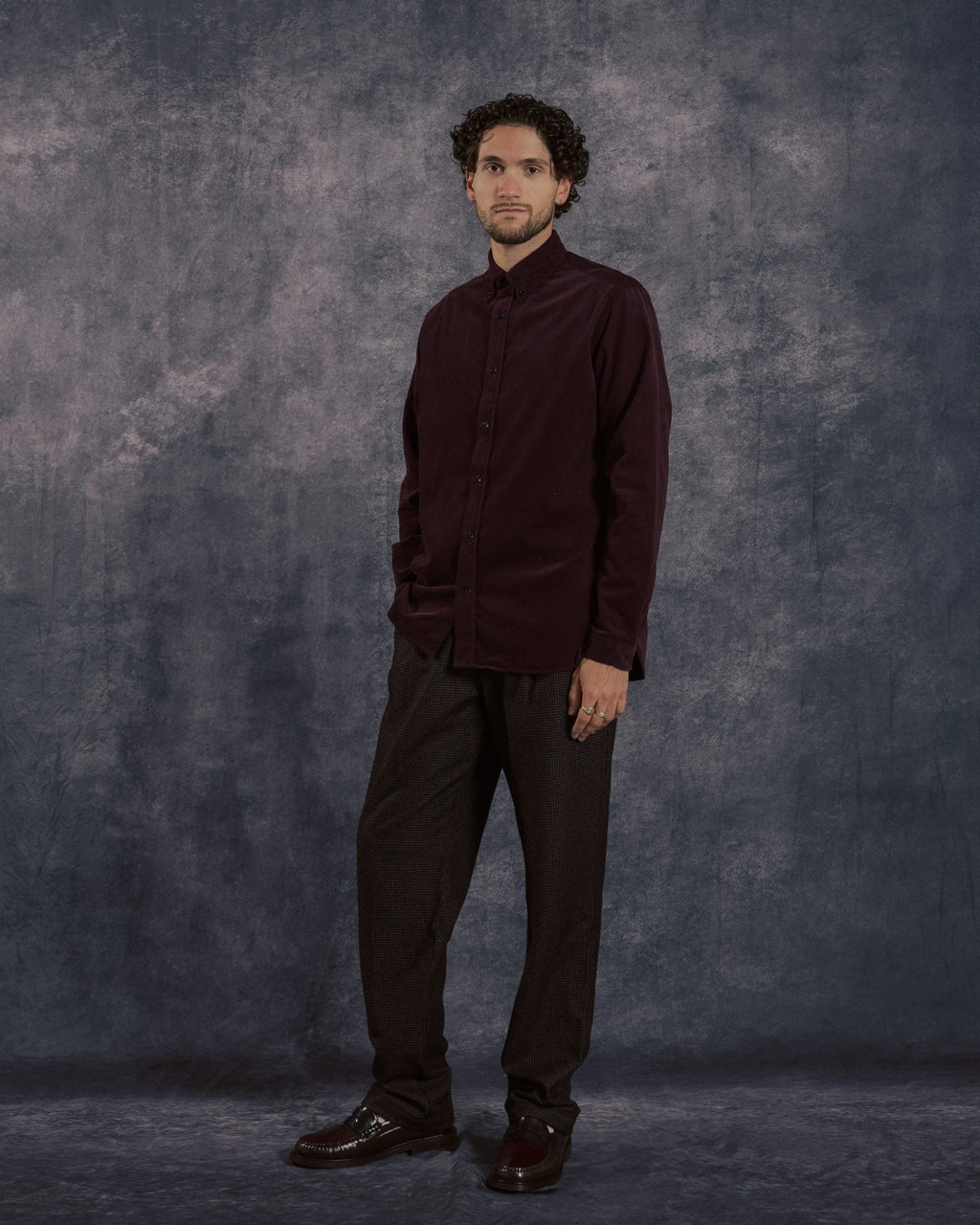 Brook Shirt Mersey Cord Plum - OLIVER SPENCER