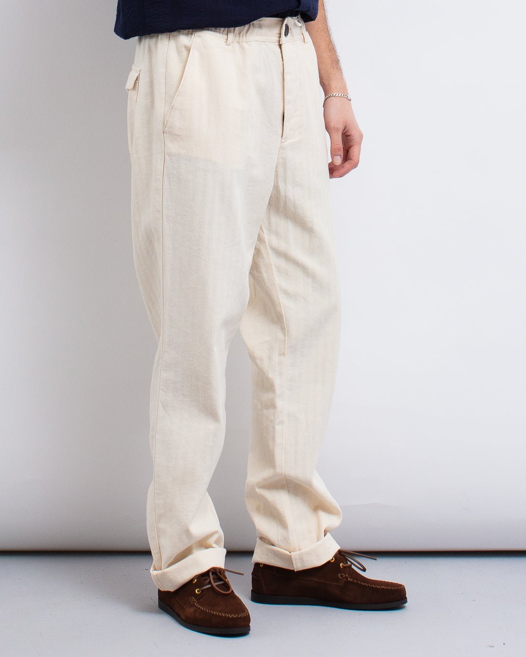 Drawstring Trousers Cairnes Ecru - OLIVER SPENCER