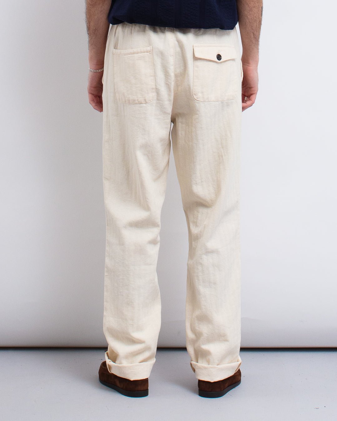Drawstring Trousers Cairnes Ecru - OLIVER SPENCER