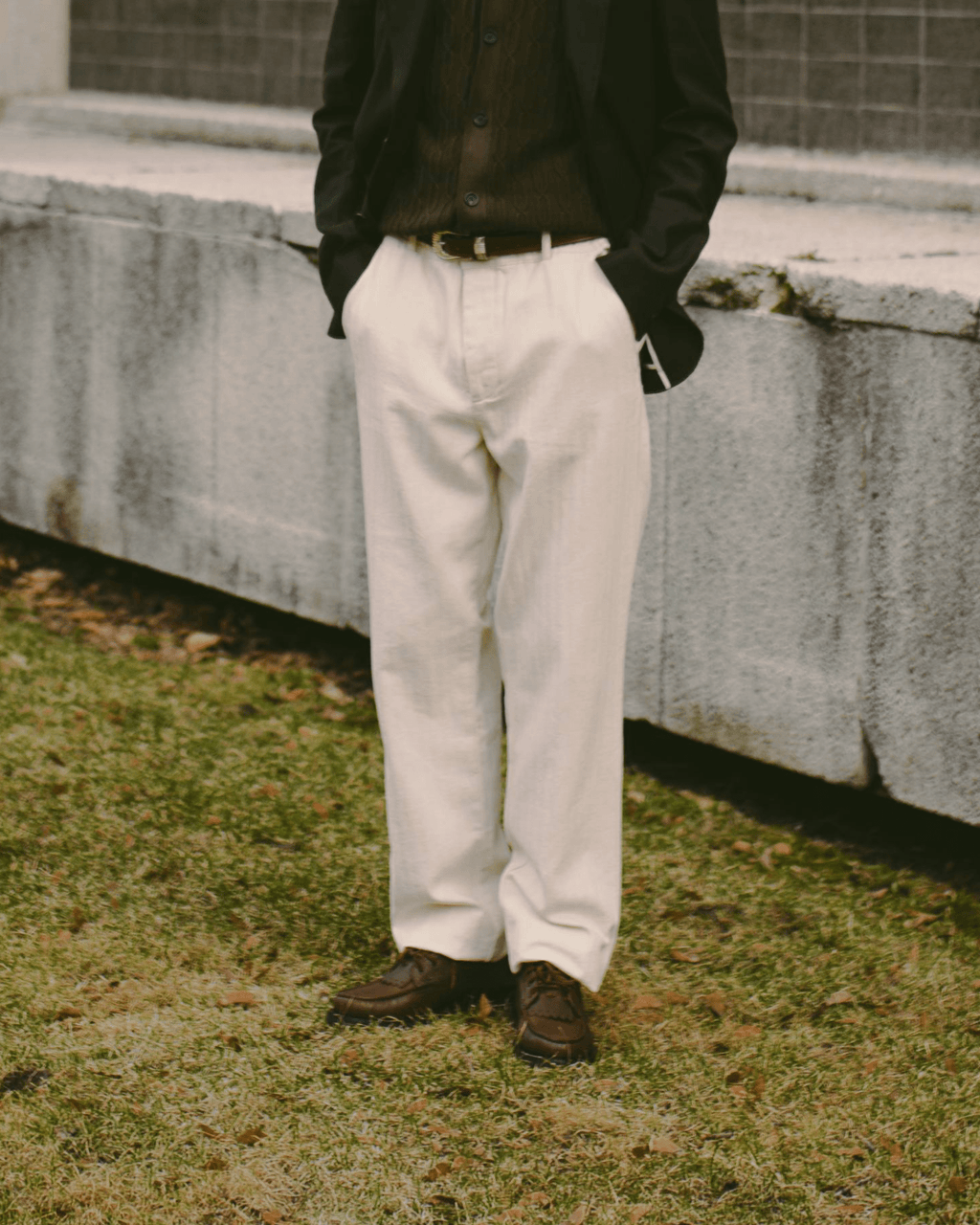 Drawstring Trousers Cairnes Ecru - OLIVER SPENCER