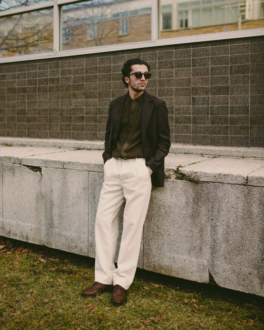 Drawstring Trousers Cairnes Ecru - OLIVER SPENCER