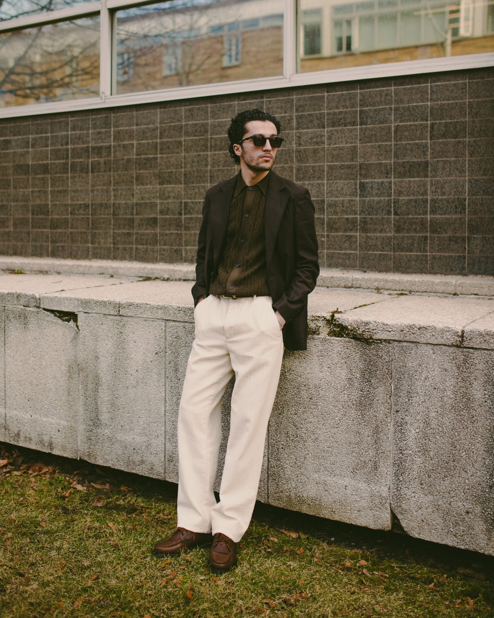 Drawstring Trousers Cairnes Ecru - OLIVER SPENCER