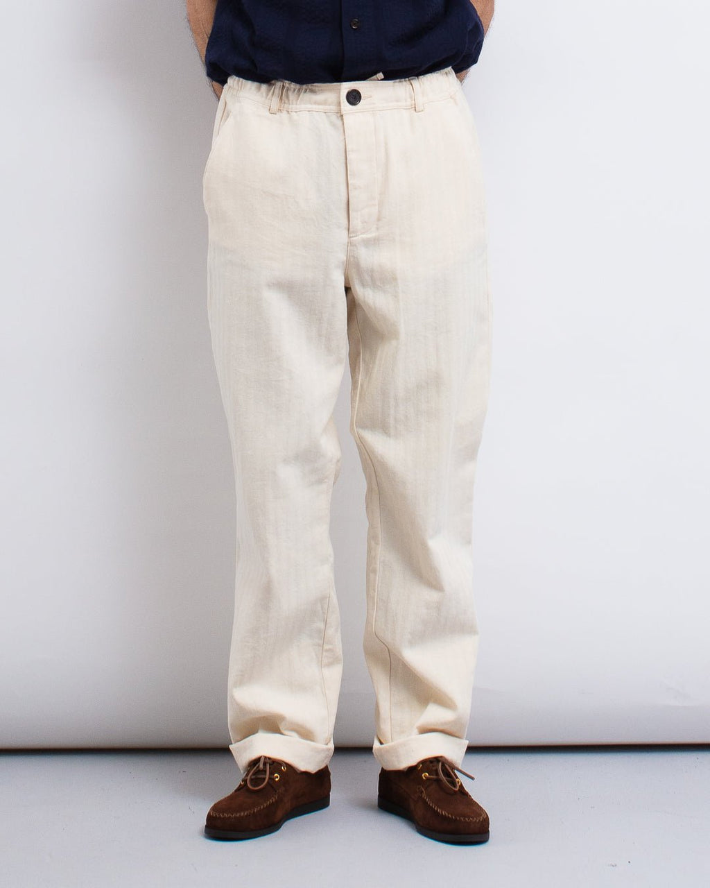 Drawstring Trousers Cairnes Ecru - OLIVER SPENCER