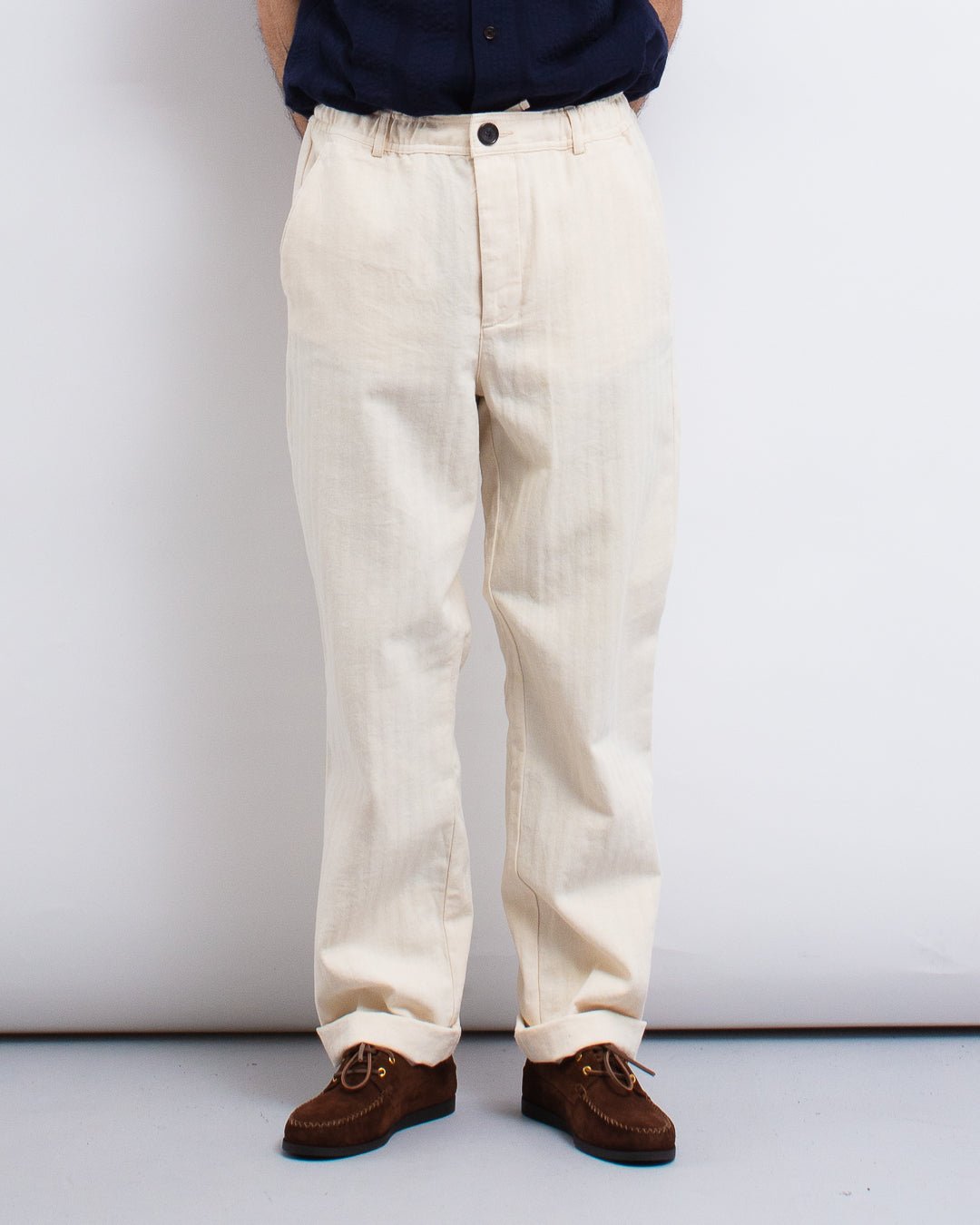Drawstring Trousers Cairnes Ecru - OLIVER SPENCER