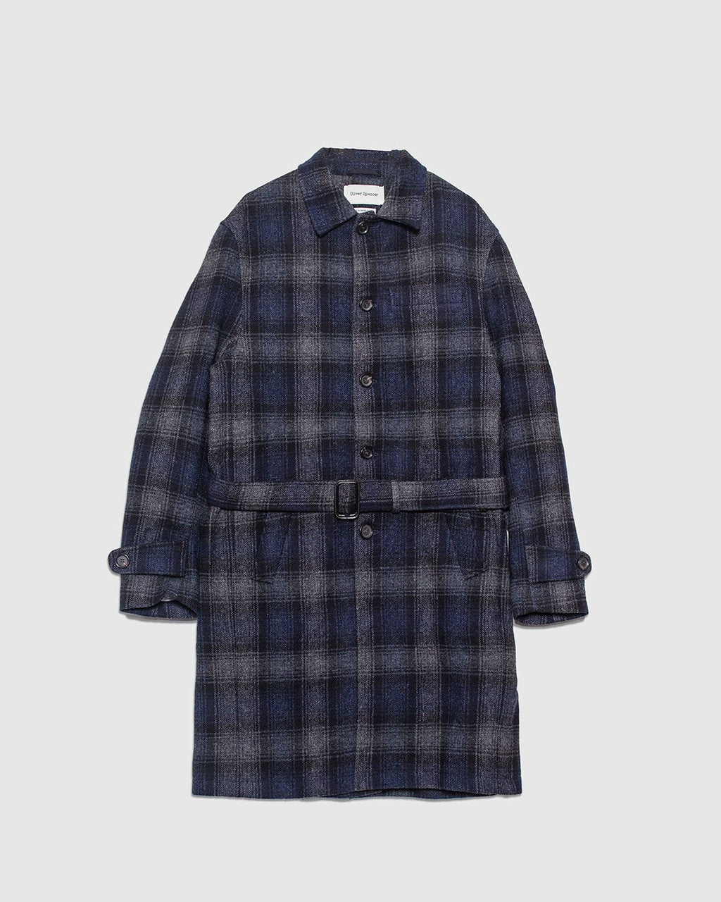 Grandpa Coat Combre Wool - Navy/Grey - OLIVER SPENCER