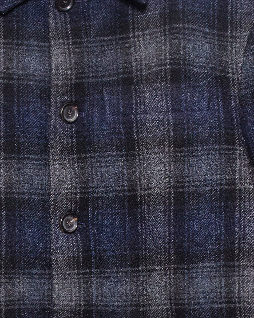 Grandpa Coat Combre Wool - Navy/Grey - OLIVER SPENCER