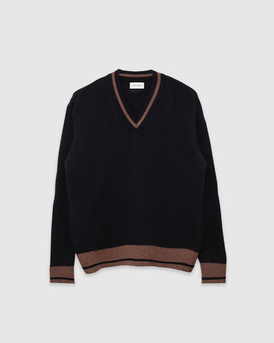 Hawes V Neck Jumper Colvin Black - OLIVER SPENCER