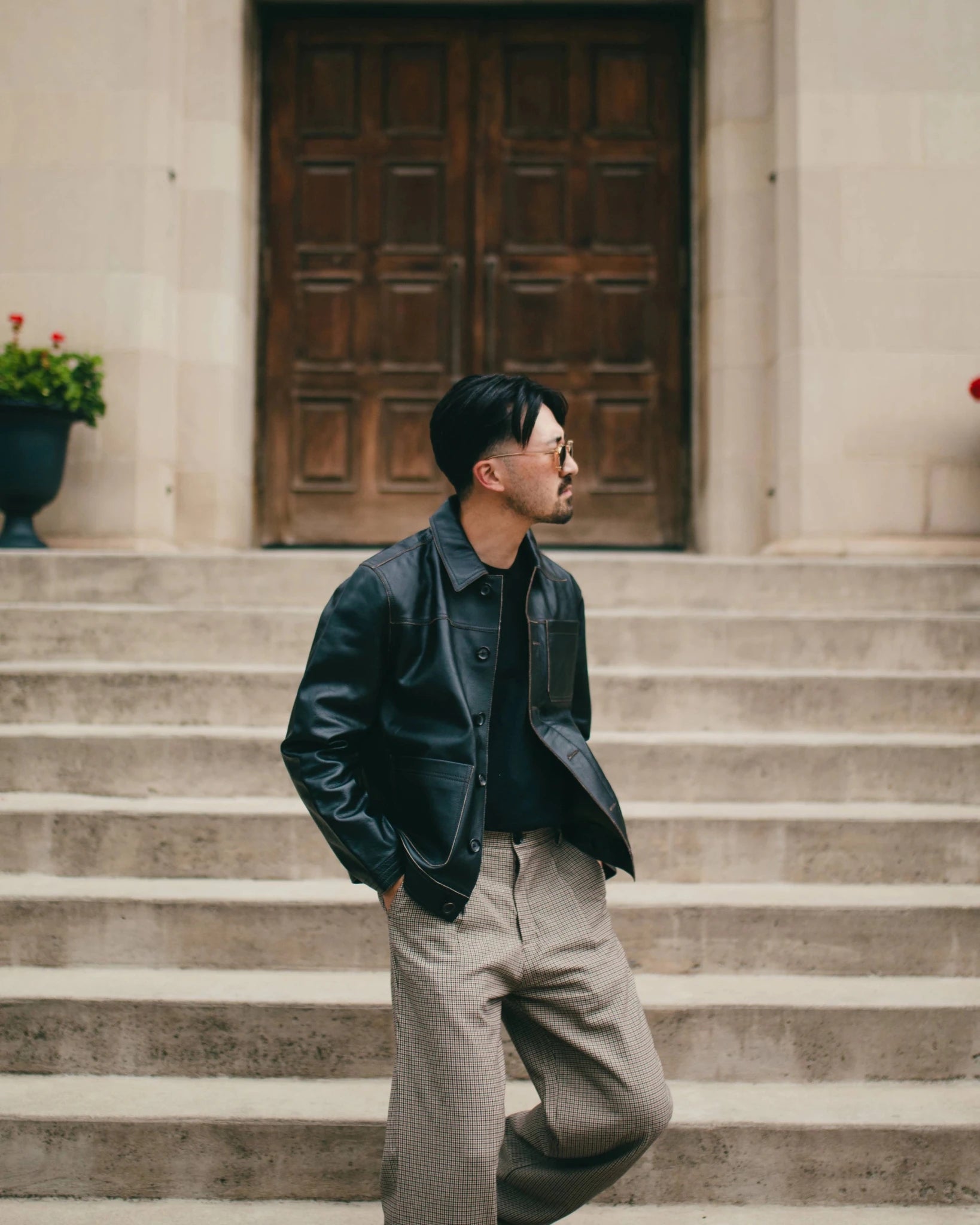 Leather Hardwick Jacket Black - OLIVER SPENCER