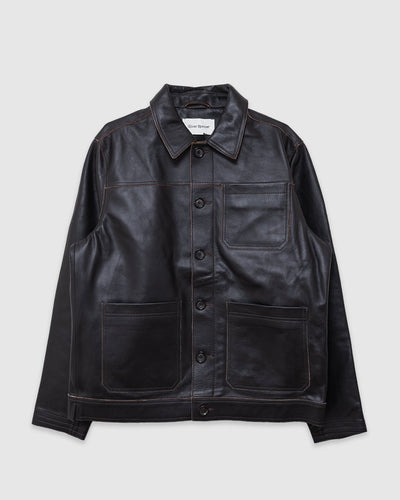Leather Hardwick Jacket Black - OLIVER SPENCER
