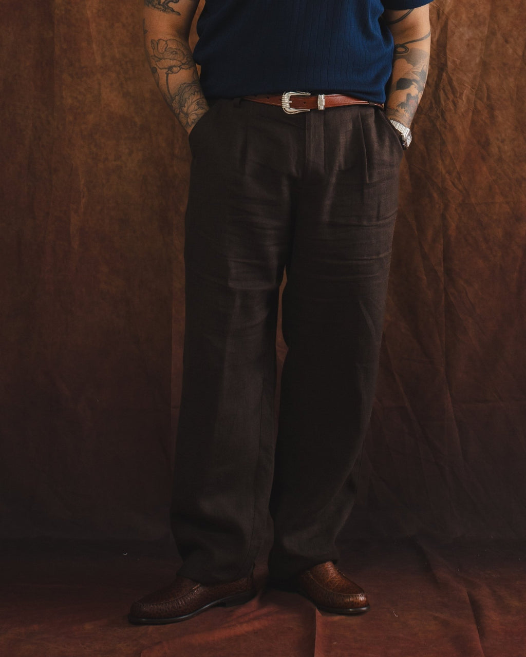 Morton Pleated Trousers Coney Brown - OLIVER SPENCER