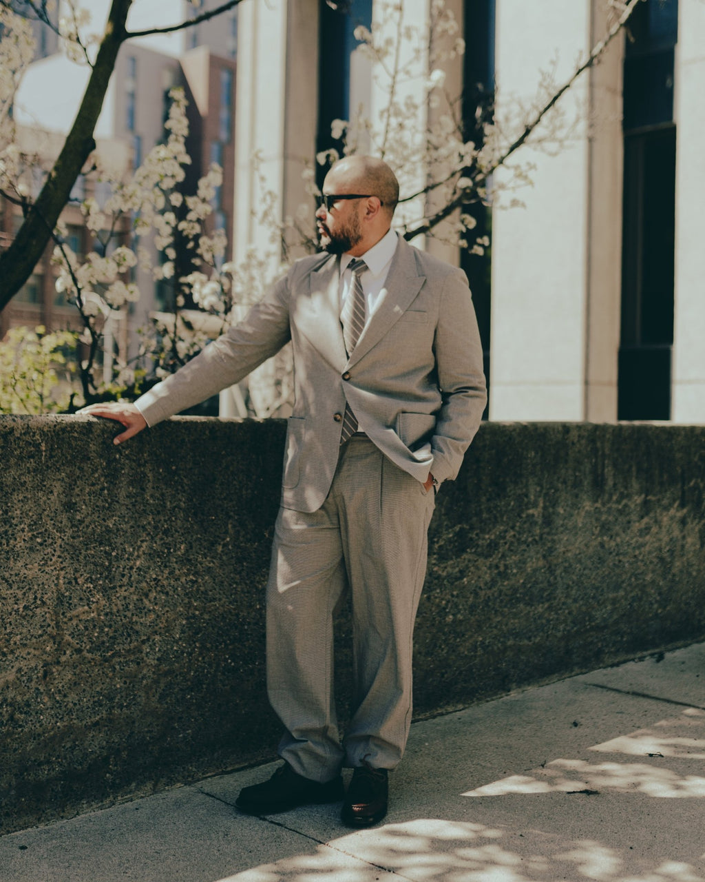 Morton Pleated Trousers Jensen Brown/White - OLIVER SPENCER