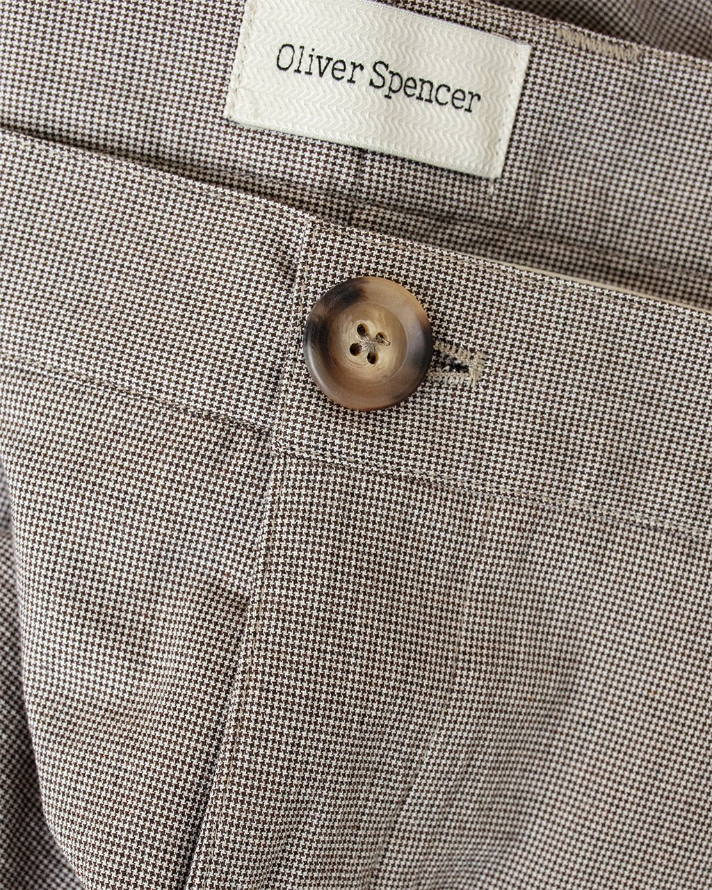 Morton Pleated Trousers Jensen Brown/White - OLIVER SPENCER
