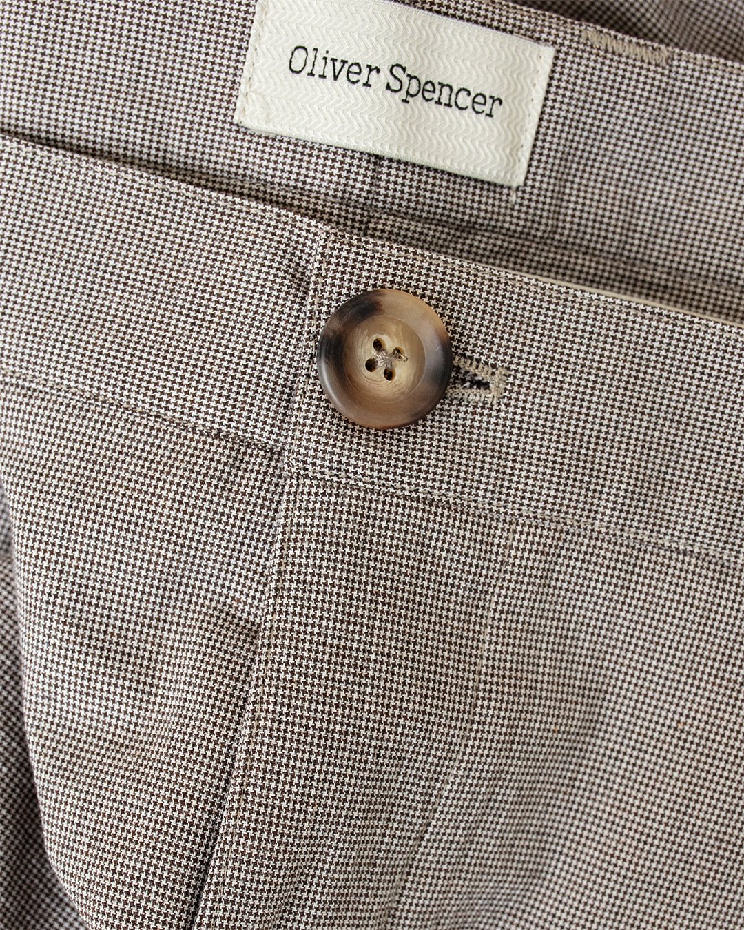 Morton Pleated Trousers Jensen Brown/White - OLIVER SPENCER