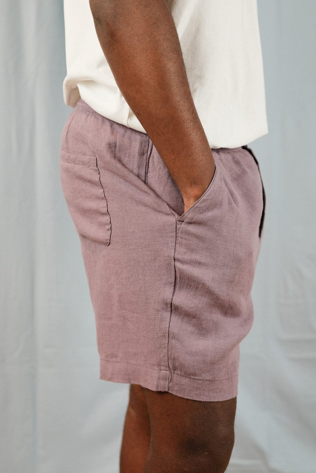 Osborne Drawstring Shorts Linen Coney Mauve - KO - OLIVER SPENCER