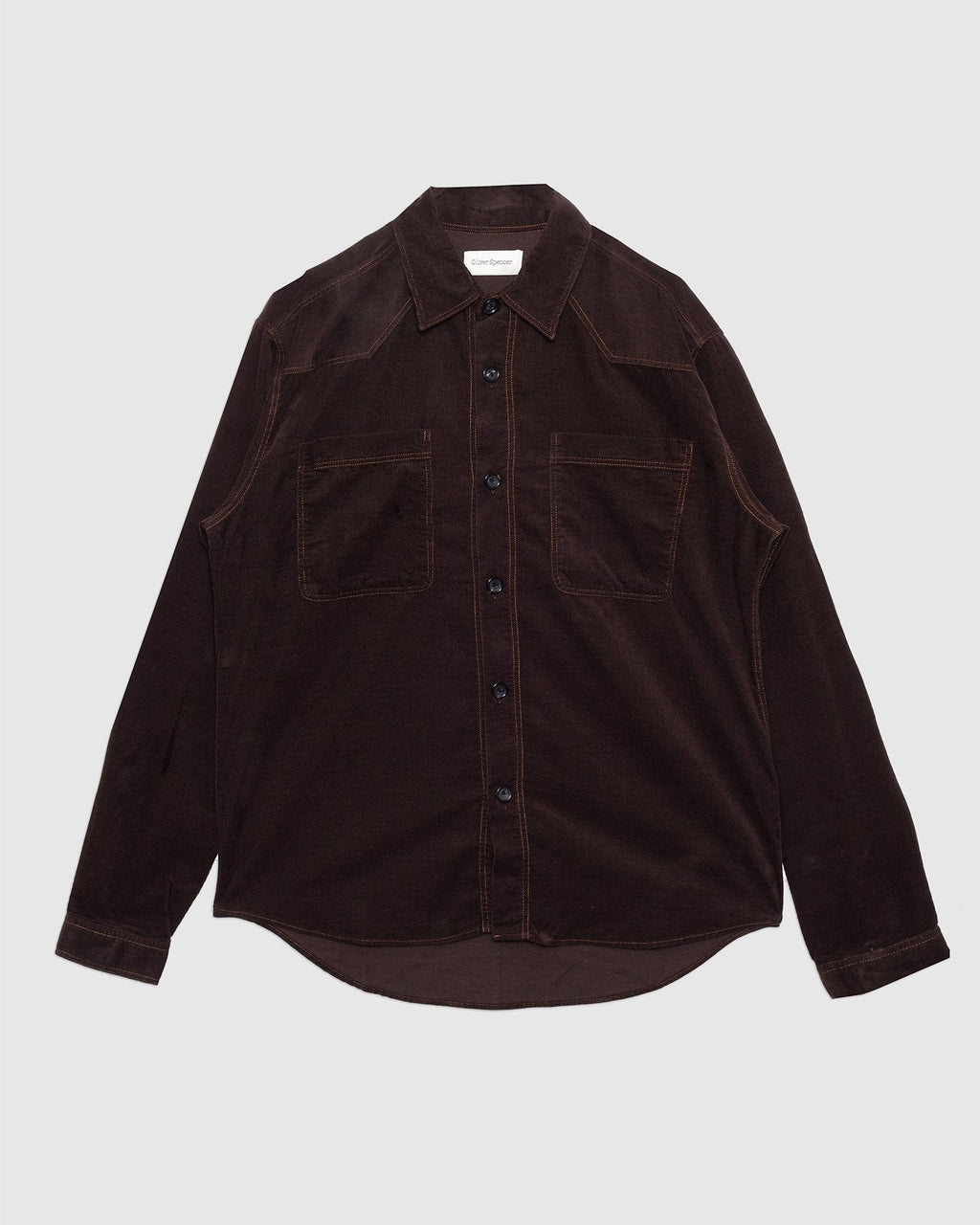 Quito Shirt Mersey Cord Brown - OLIVER SPENCER