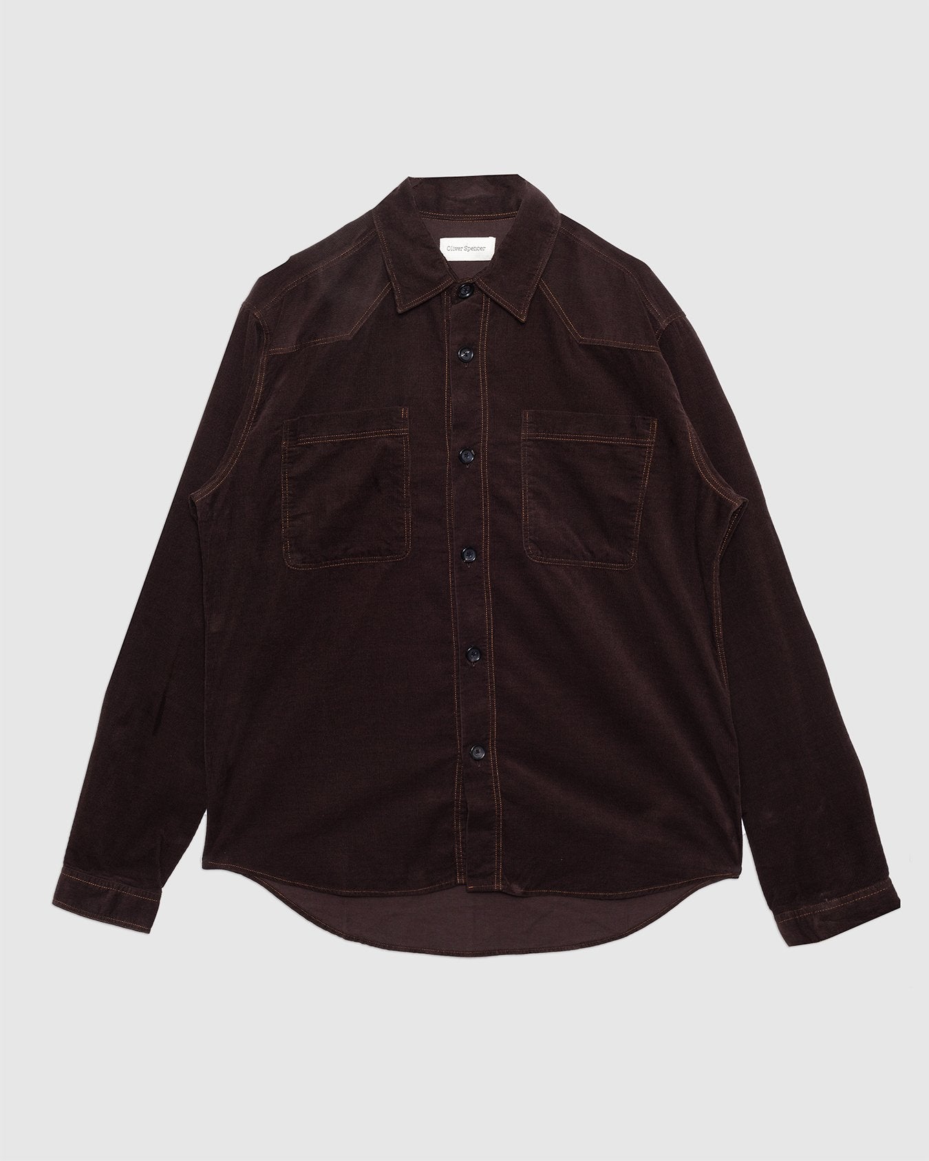 Quito Shirt Mersey Cord Brown - OLIVER SPENCER
