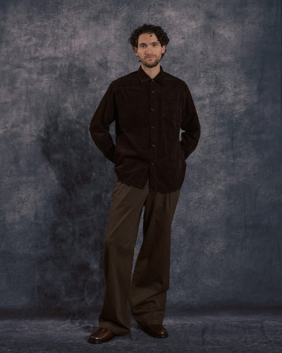 Quito Shirt Mersey Cord Brown - OLIVER SPENCER