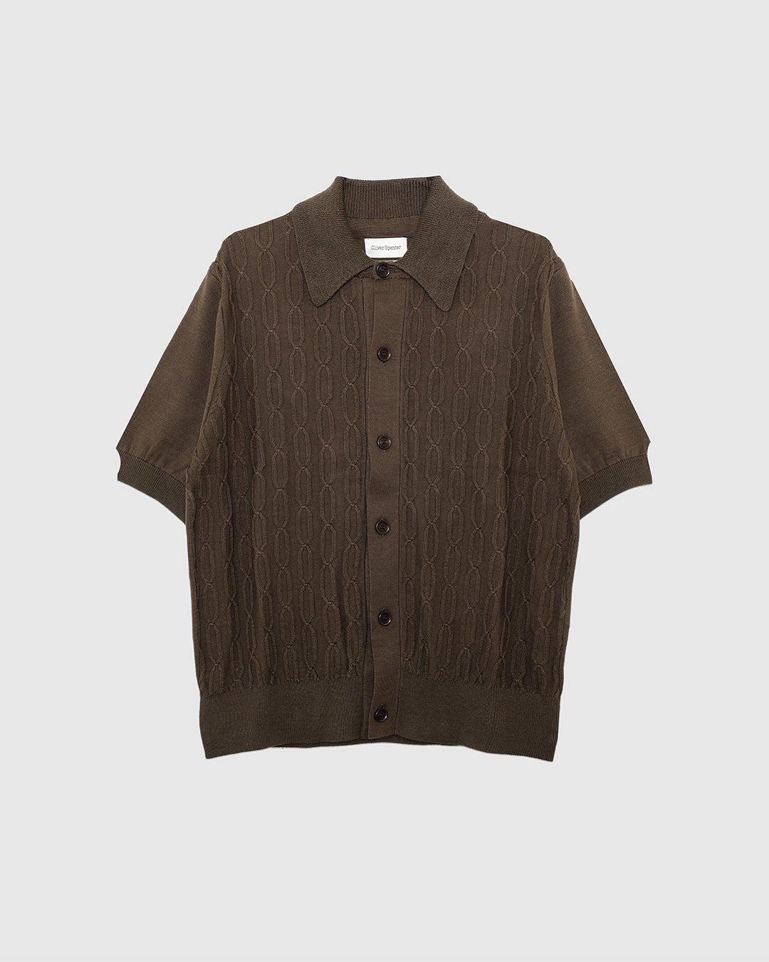 Rossell Knitted Shirt Khaki Brown - OLIVER SPENCER
