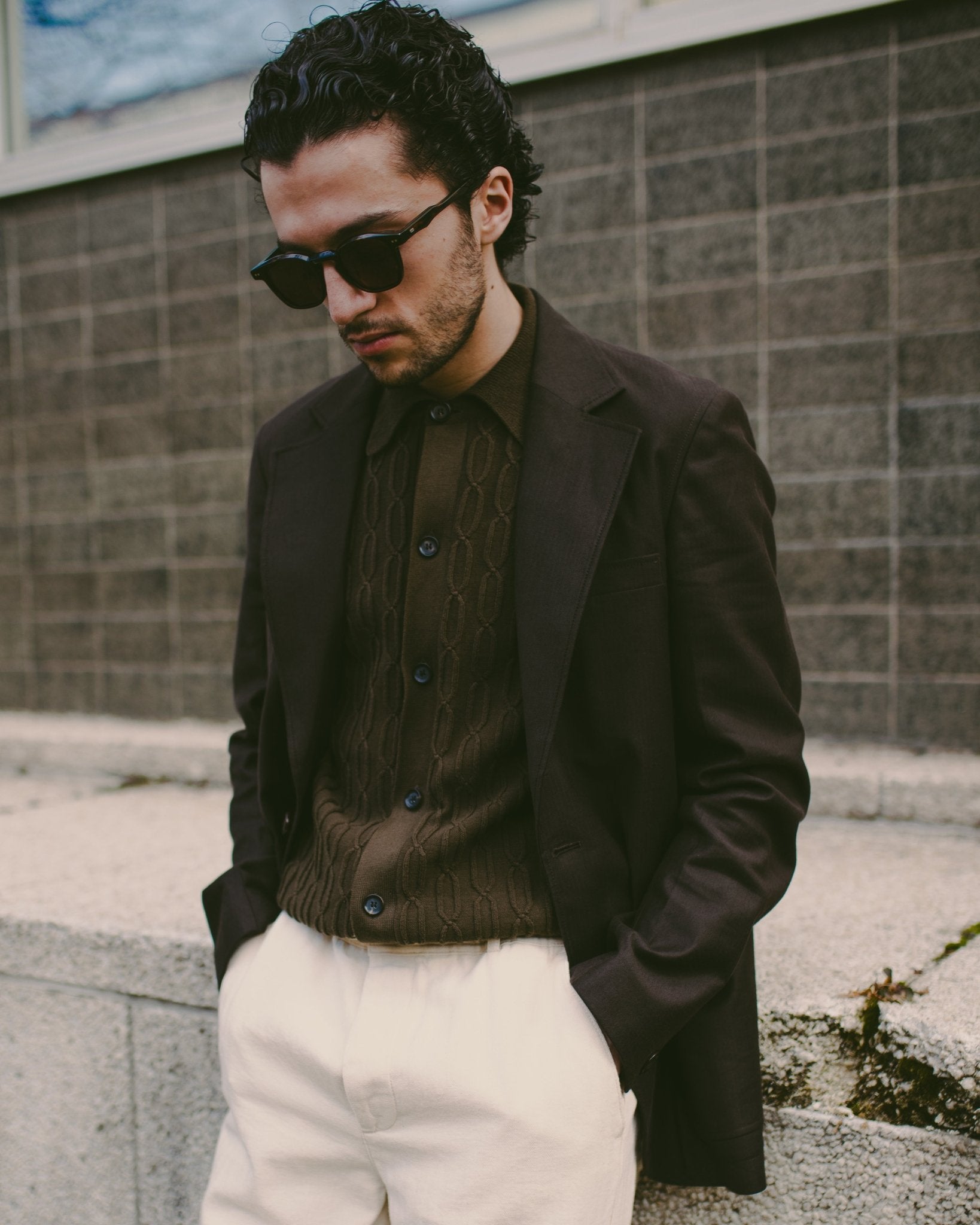 Rossell Knitted Shirt Khaki Brown - OLIVER SPENCER