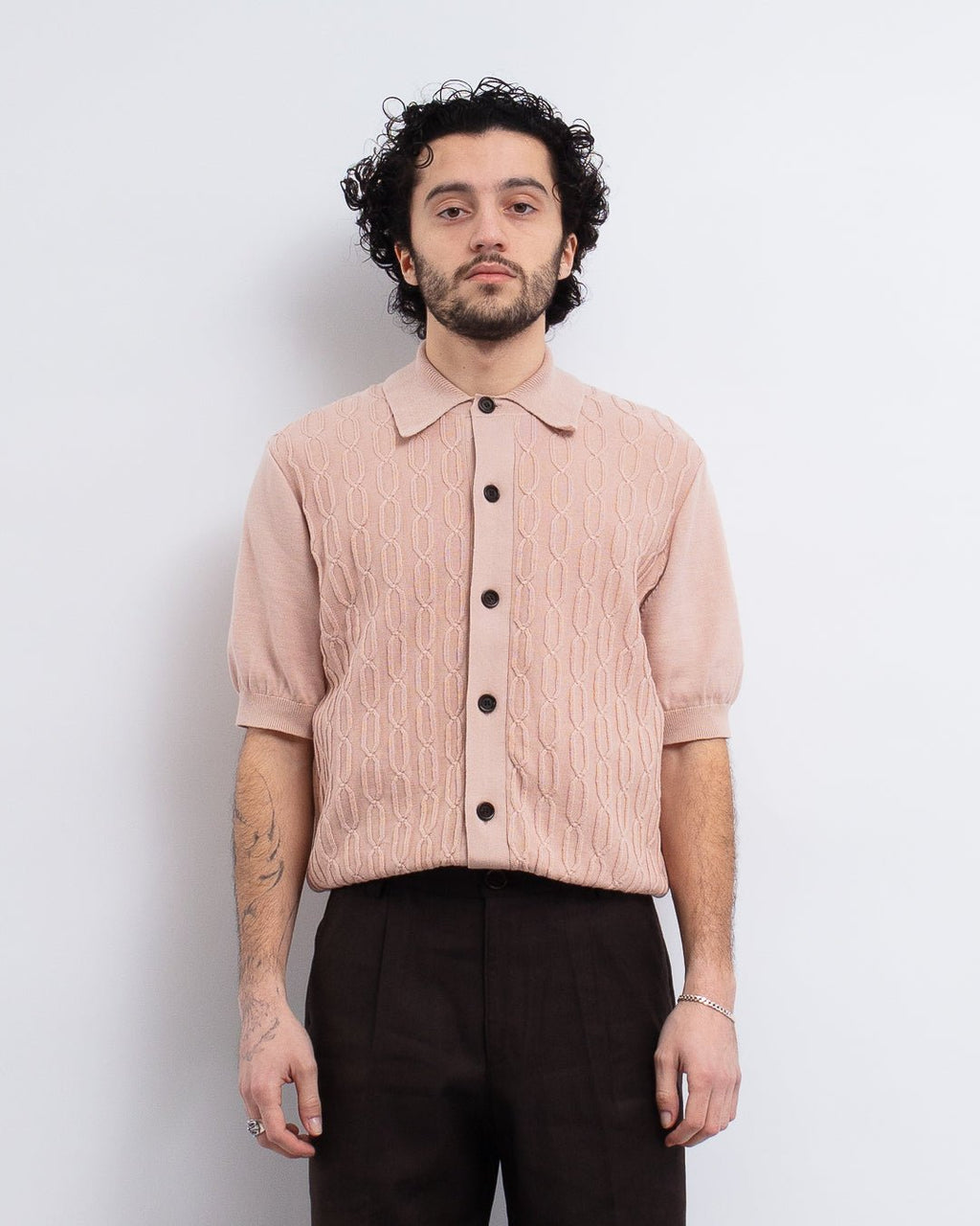 Rossell Knitted Shirt Penrose Pink - OLIVER SPENCER