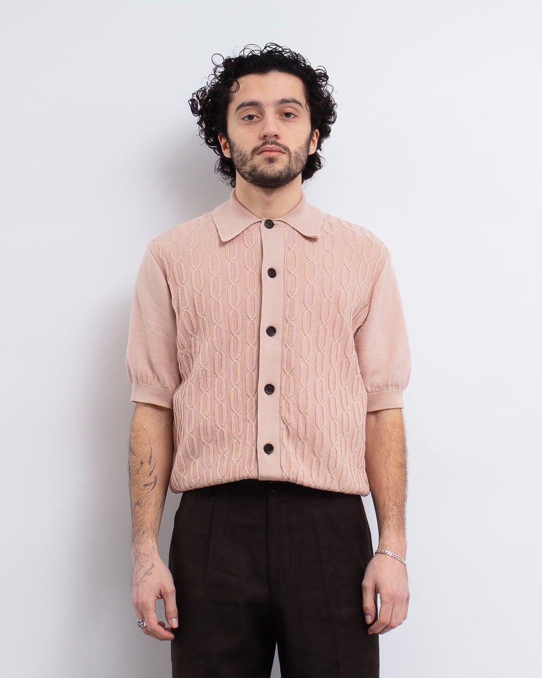 Rossell Knitted Shirt Penrose Pink - OLIVER SPENCER
