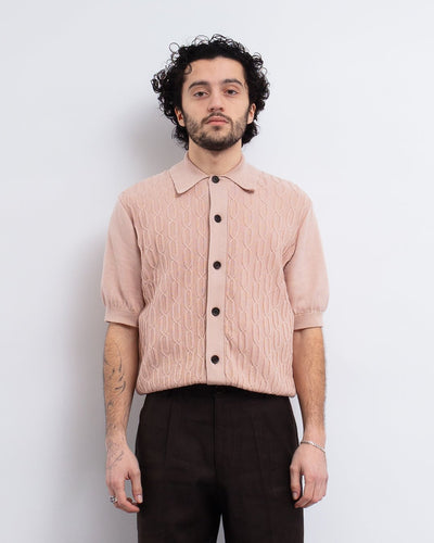 Rossell Knitted Shirt Penrose Pink - OLIVER SPENCER