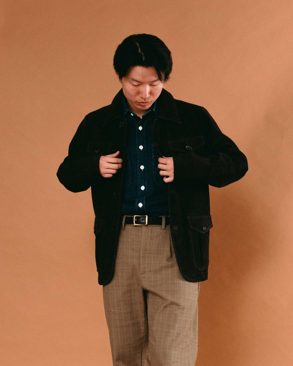 Shawcross Jacket Suede Chocolate Brown - OLIVER SPENCER