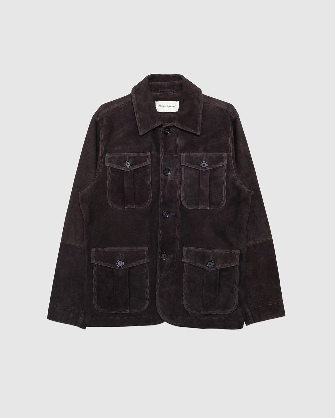 Shawcross Jacket Suede Chocolate Brown - OLIVER SPENCER