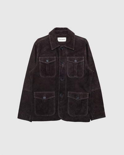 Shawcross Jacket Suede Chocolate Brown - OLIVER SPENCER