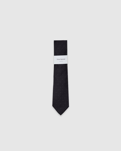 Silk Tie Spot Charcoal - OLIVER SPENCER