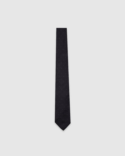Silk Tie Spot Charcoal - OLIVER SPENCER