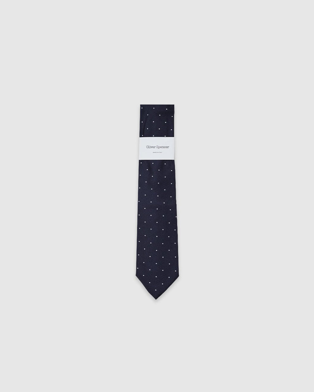 Silk Tie Spot Navy - OLIVER SPENCER