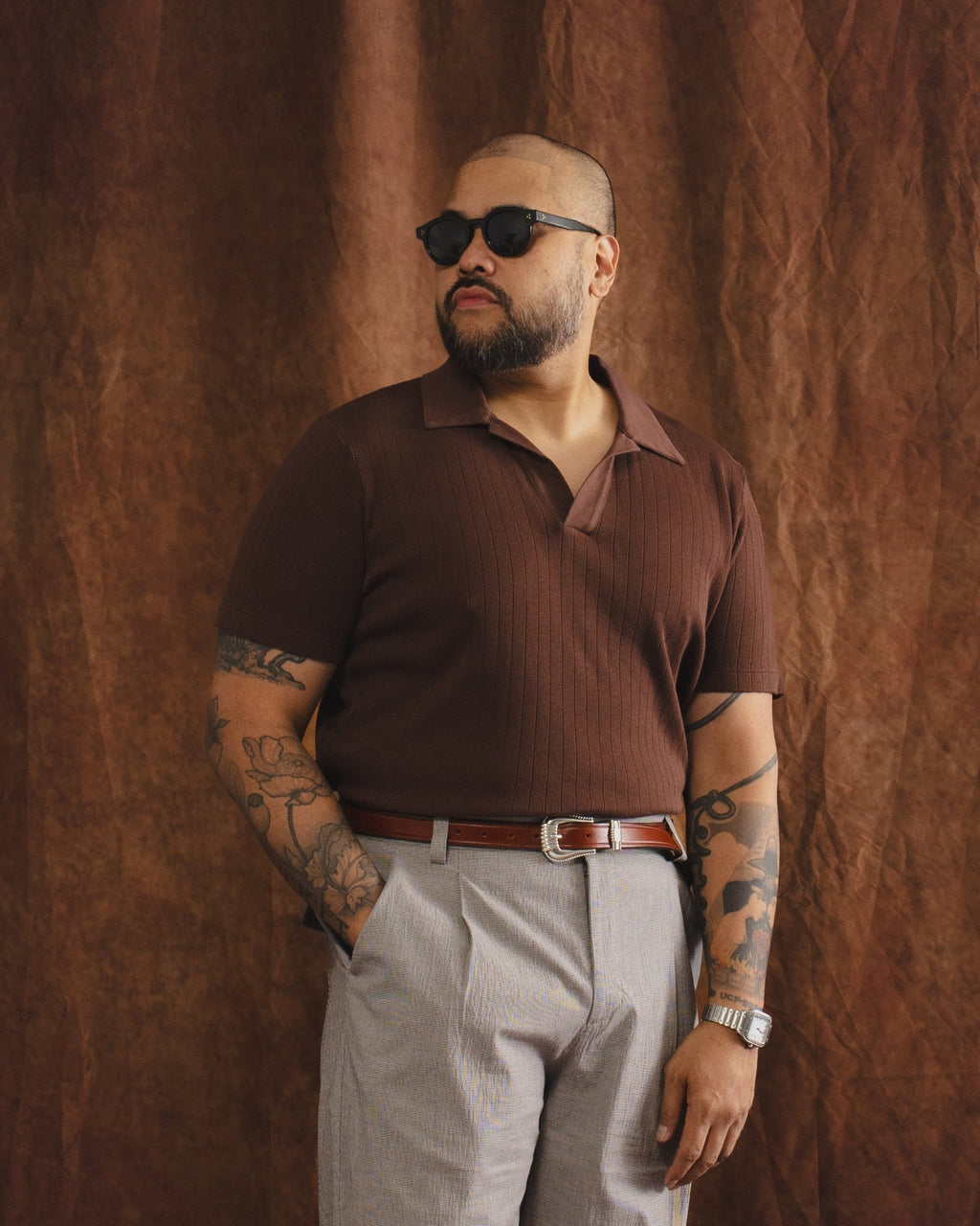 Westcott Polo Shirt Coburn Brown - OLIVER SPENCER