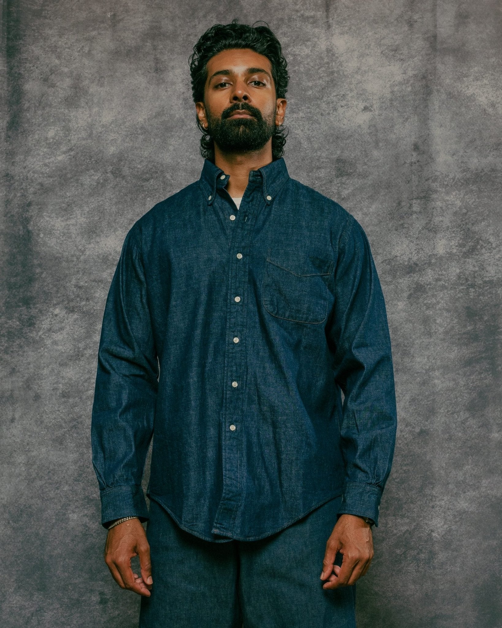 Denim Standard Button Down Shirt One Wash - ORSLOW
