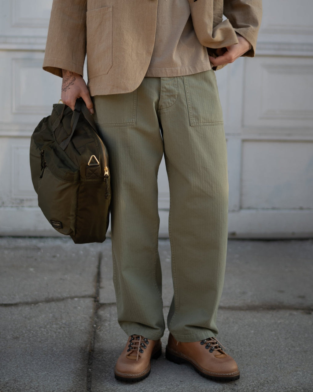 Herringbone Summer Fatigue Pants for UO Green - ORSLOW