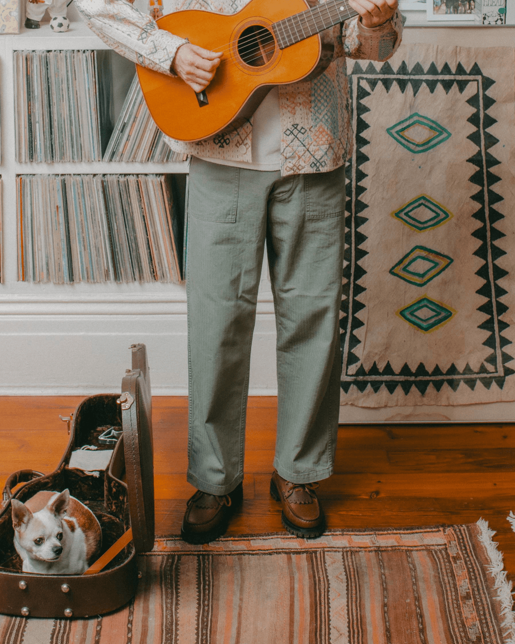 Herringbone Summer Fatigue Pants for UO Green - ORSLOW