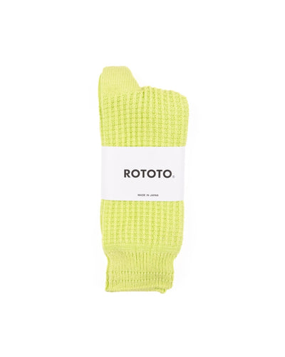 Cotton Waffle Crew Socks - Lime - ROTOTO
