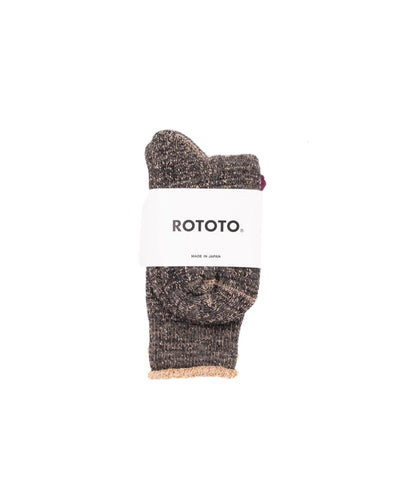 Double Face Merino Wool Organic Cotton Socks - Black/ Brown - ROTOTO
