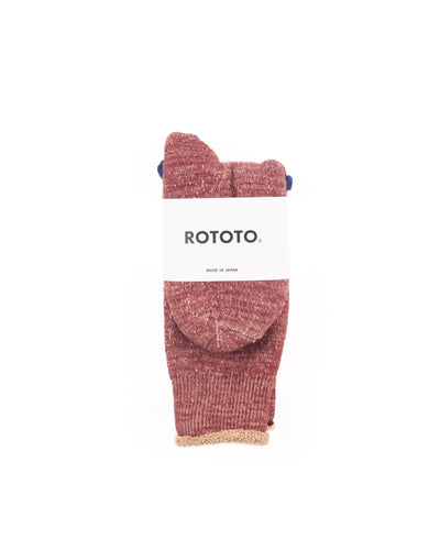 Double Face Merino Wool Organic Cotton Socks - D.Red/ Brown - ROTOTO