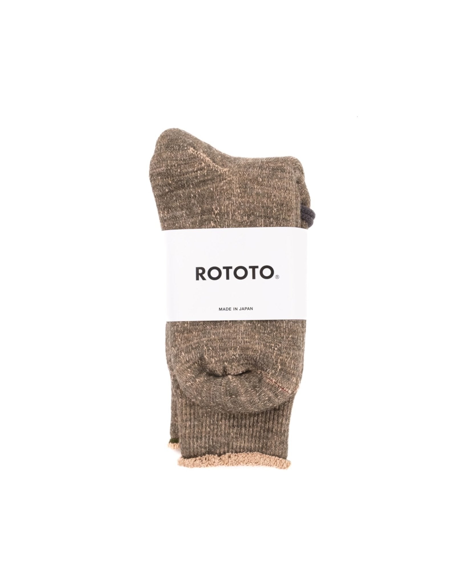 Double Face Merino Wool Organic Cotton Socks - Green/ Brown - ROTOTO