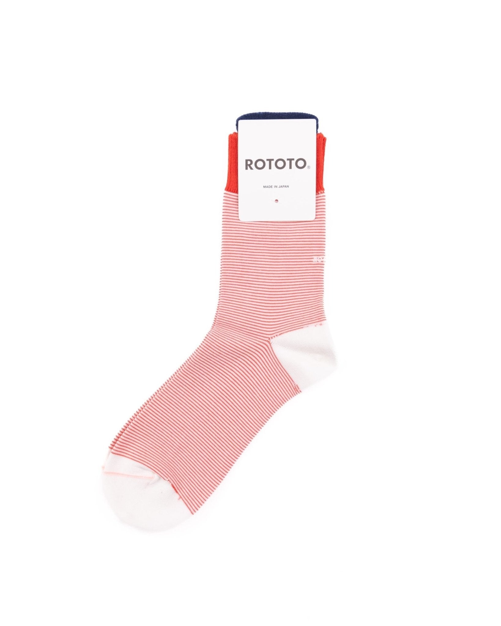 Fine Stripe Mini Crew Socks - Red - ROTOTO
