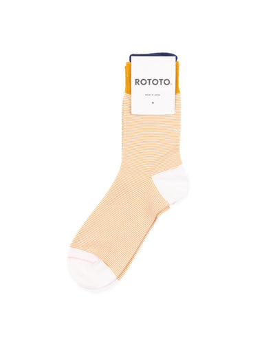 Fine Stripe Mini Crew Socks - Yellow - ROTOTO
