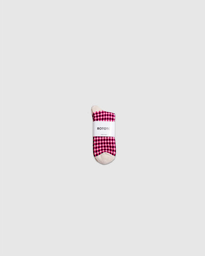 Gingham Check Socks - Pink/ Black - ROTOTO
