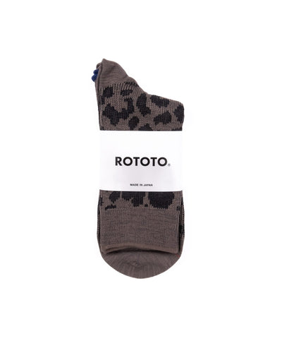 Leopard Mini Crew Socks - L.Blue - ROTOTO