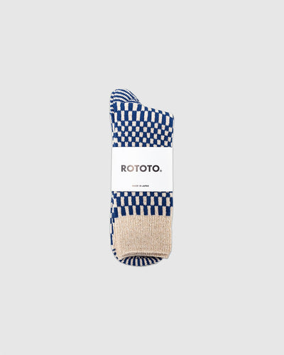R1621 Checkerboard Socks Blue - ROTOTO