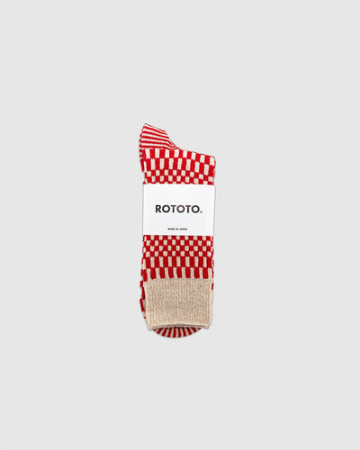 R1621 Checkerboard Socks Red - ROTOTO