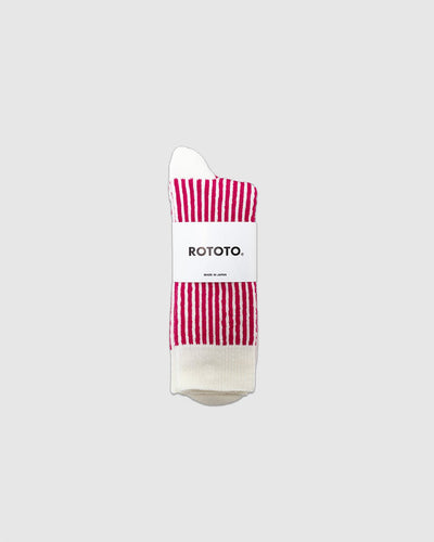 Vertical Stripe Socks White/ Pink - ROTOTO