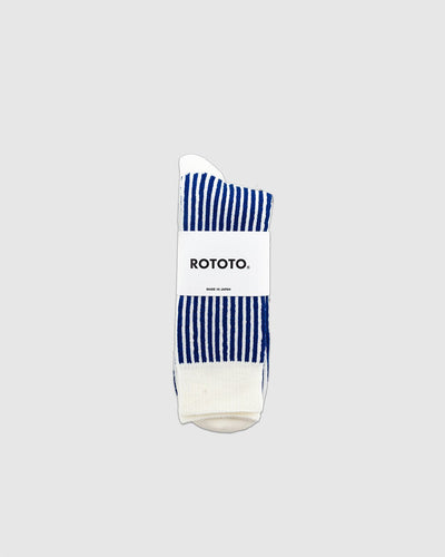 Vertical Stripe Socks White/ Royal Blue - ROTOTO