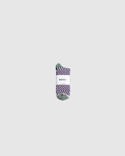 Warped Check Socks - Blueberry - ROTOTO